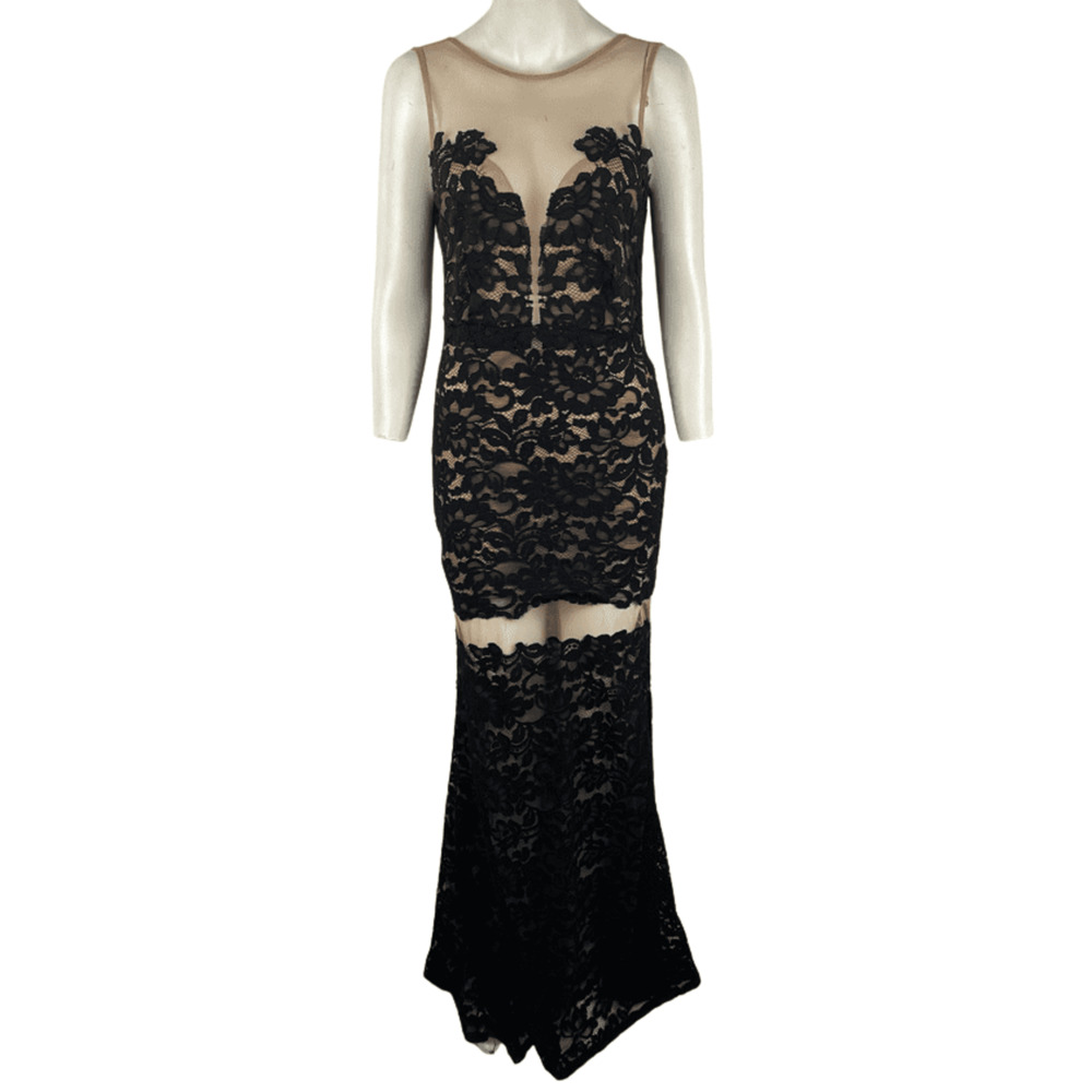 Windsor women's black nude long gown size S